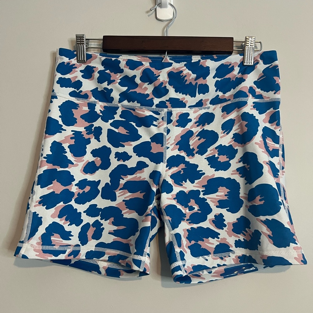 IAB MFG Blue and Pink Leopard Print Shorts Size 10 Large
